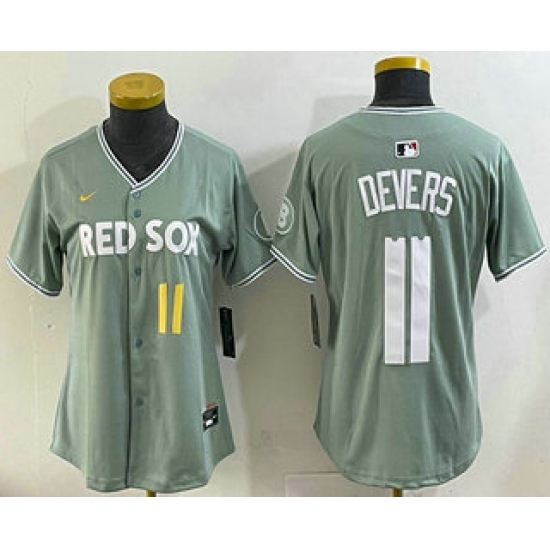 Women's Boston Red Sox #11 Rafael Devers Light Green 2025 City Connect Player Name Limited Jersey - Ujersey