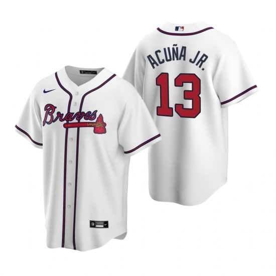 Men's Nike Atlanta Braves #13 Ronald Acuna Jr. White Home Stitched Baseball Jersey - Ujersey
