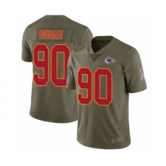 Youth Kansas City Chiefs #90 Emmanuel Ogbah Limited Olive 2017 Salute to Service Football Jersey - Ujersey