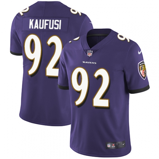 Men's Nike Baltimore Ravens #92 Bronson Kaufusi Purple Team Color Vapor Untouchable Limited Player NFL Jersey - Ujersey