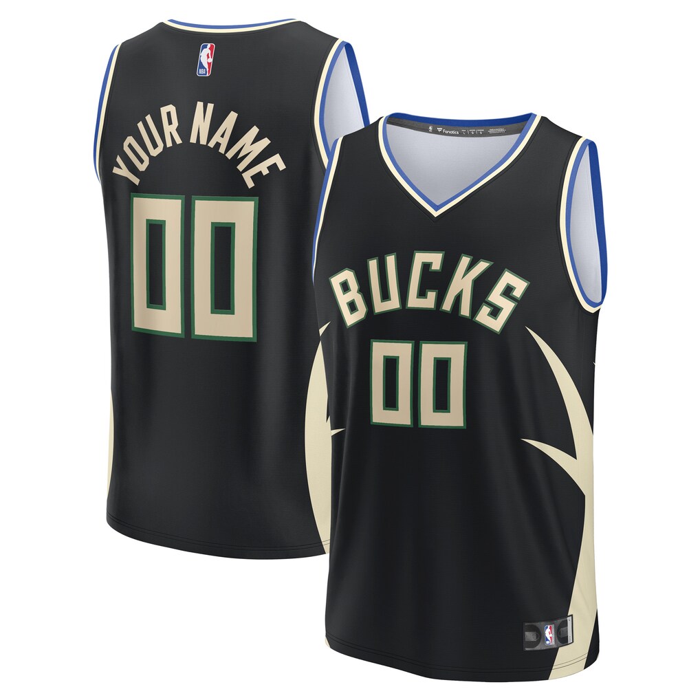 Men's Milwaukee Bucks Fanatics Black Custom Fast Break Jersey - Statement Edition - Ujersey