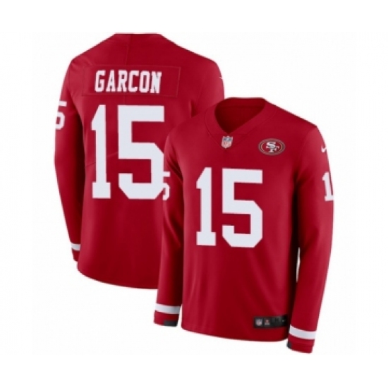 Men's Nike San Francisco 49ers #15 Pierre Garcon Limited Red Therma Long Sleeve NFL Jersey - Ujersey