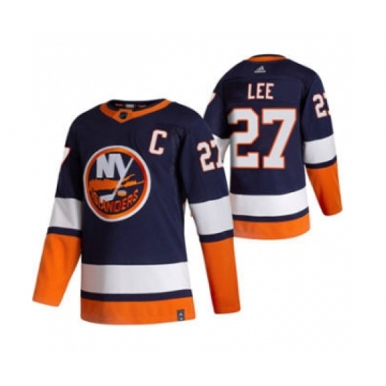 Men's New York Islanders #27 Anders Lee Navy Blue 2020-21 Reverse Retro Alternate Hockey Jersey - Ujersey
