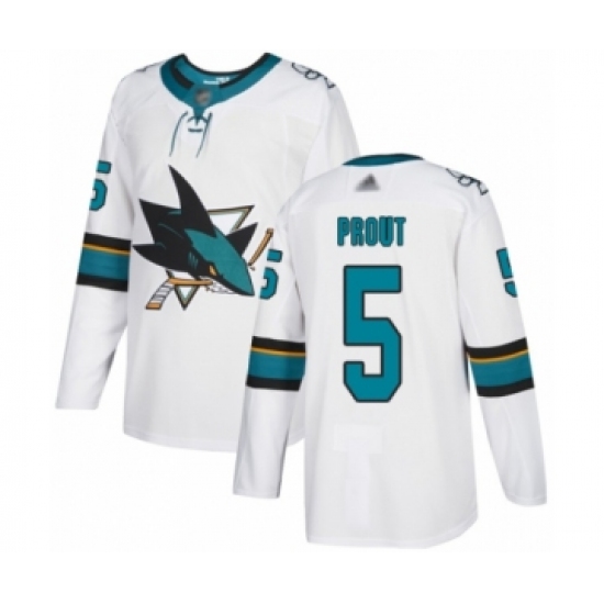 Men's San Jose Sharks #5 Dalton Prout Authentic White Away Hockey Jersey - Ujersey