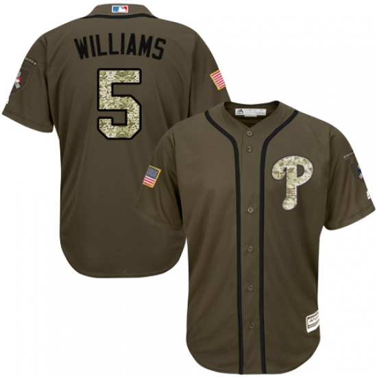 Youth Majestic Philadelphia Phillies #5 Nick Williams Replica Green Salute to Service MLB Jersey - Ujersey