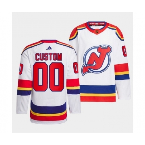 Men's New Jersey Devils Custom White 2022-23 Reverse Retro Stitched Jersey - Ujersey