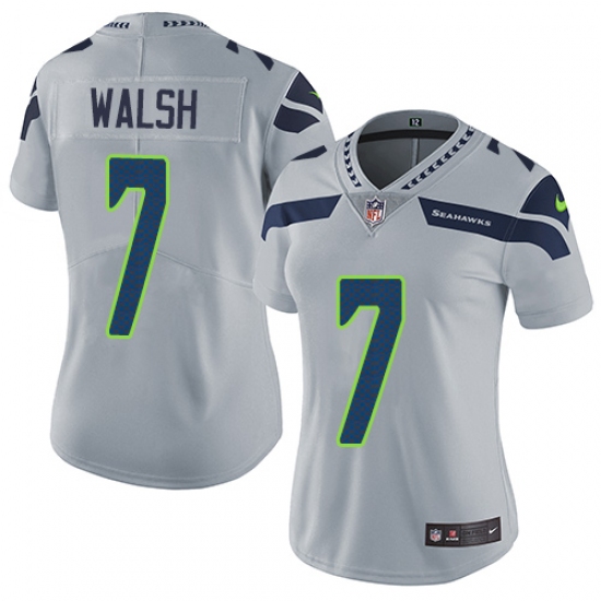 Women's Nike Seattle Seahawks #7 Blair Walsh Grey Alternate Vapor Untouchable Limited Player NFL Jersey - Ujersey