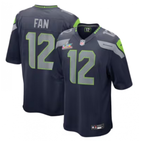 Men's Seattle Seahawks #12 12s Navy Nike Super Bowl LX Tundra Fashion Game Jersey - Ujersey