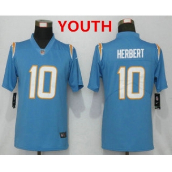 Youth Los Angeles Chargers #10 Justin Herbert Light Blue 2020 NEW Vapor Untouchable Stitched NFL Nike Limited Jersey - Ujersey