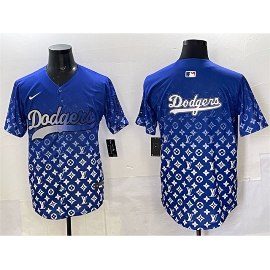 Men's Los Angeles Dodgers Team Big Logo Blue Limited Stitched Baseball Jersey - Ujersey