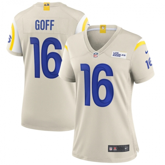 Women's Los Angeles Rams #16 Jared Goff White Nike Bone Game Jersey.webp - Ujersey