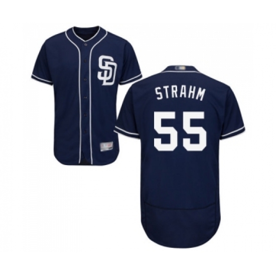 Men's San Diego Padres #55 Matt Strahm Navy Blue Alternate Flex Base Authentic Collection Baseball Jersey - Ujersey