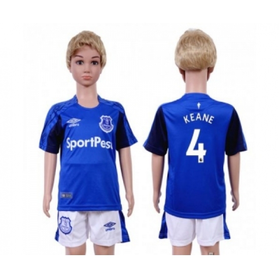 Everton #4 Keane Home Kid Soccer Club Jersey