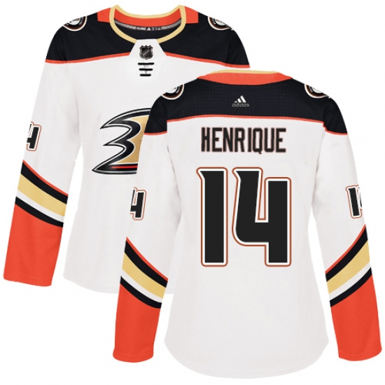 Women's Adidas Anaheim Ducks #14 Adam Henrique Authentic White Away NHL Jersey - Ujersey