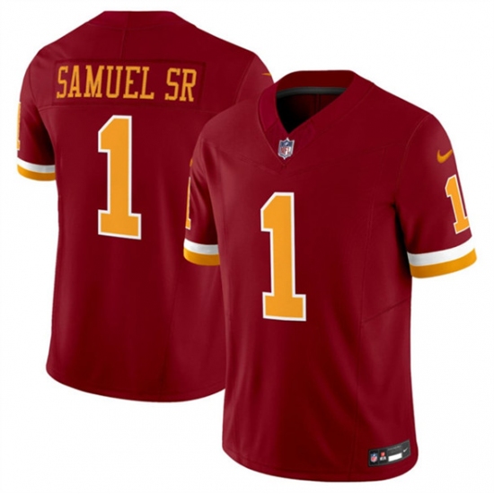 Men's Washington Commanders #1 Deebo Samuel Sr. Burgundy 2025 F.U.S.E. Throwback Limited Football Stitched Jersey - Ujersey