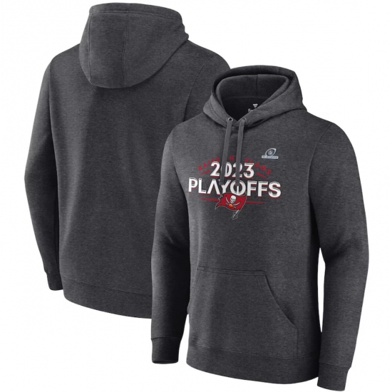 Men's Tampa Bay Buccaneers Heather Charcoal 2023 Playoffs Fleece Pullover Hoodie - Ujersey NHL