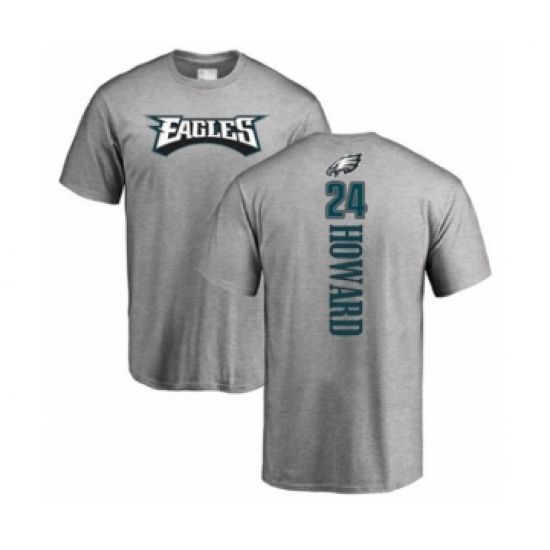 Philadelphia Eagles #24 Jordan Howard Ash Backer T-Shirt - Ujersey