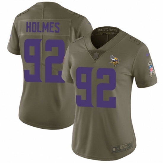 Women's Nike Minnesota Vikings #92 Jalyn Holmes Limited Olive 2017 Salute to Service NFL Jersey - Ujersey