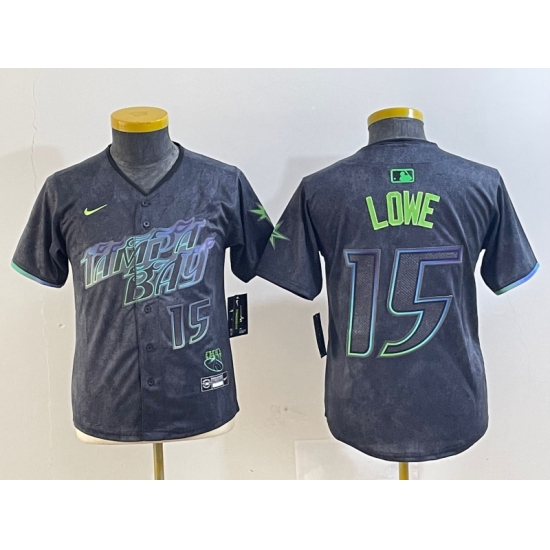 Women's Tampa Bay Rays #15 Josh Lowe Number Charcoal 2024 City Connect Limited Stitched Jersey - Ujersey