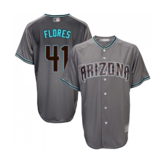 Men's Arizona Diamondbacks #41 Wilmer Flores Replica Gray Turquoise Cool Base Baseball Jersey - Ujersey