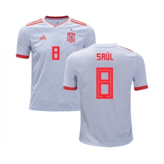 Spain #8 Saul Away Kid Soccer Country Jersey