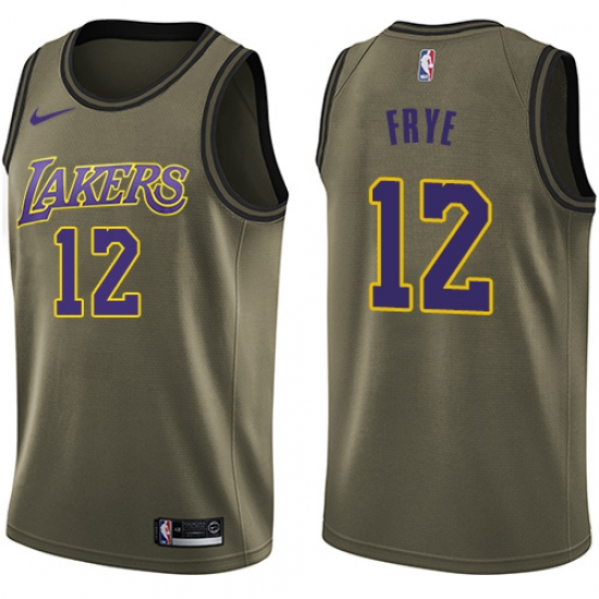 Men's Nike Los Angeles Lakers #12 Channing Frye Swingman Green Salute to Service NBA Jersey - Ujersey