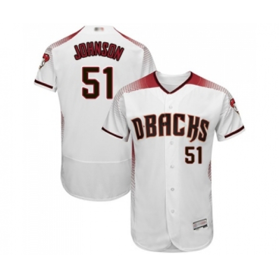 Men's Arizona Diamondbacks #51 Randy Johnson White Home Authentic Collection Flex Base Baseball Jersey - Ujersey
