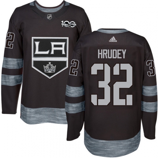 Men's Adidas Los Angeles Kings #32 Kelly Hrudey Premier Black 1917-2017 100th Anniversary NHL Jersey - Ujersey
