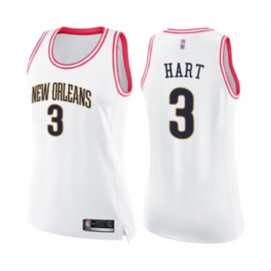 Women's New Orleans Pelicans #3 Josh Hart Swingman White Pink Fashion Basketball Jersey