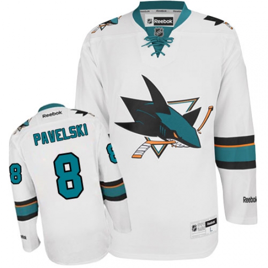 Women's Reebok San Jose Sharks #8 Joe Pavelski Authentic White Away NHL Jersey - Ujersey