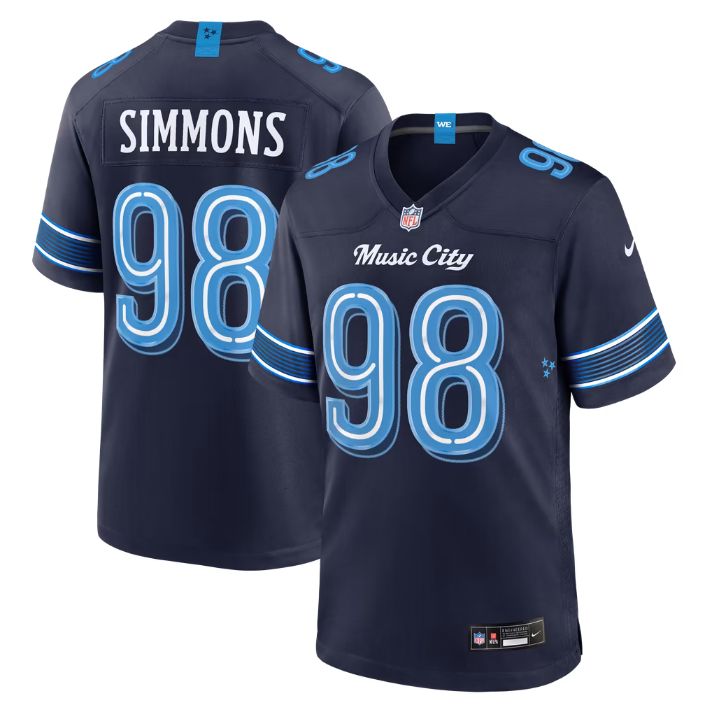 Men's Tennessee Titans Jeffery Simmons Nike Navy 2026 Rivalries Collection Game Jersey - Ujersey