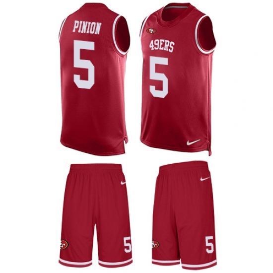 Men's Nike San Francisco 49ers #5 Bradley Pinion Limited Red Tank Top Suit NFL Jersey - Ujersey