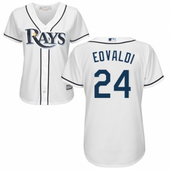 Women's Majestic Tampa Bay Rays #24 Nathan Eovaldi Replica White Home Cool Base MLB Jersey - Ujersey