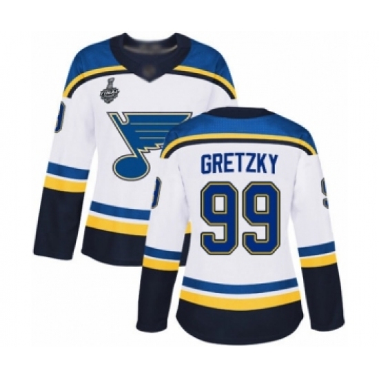 Women's St. Louis Blues #99 Wayne Gretzky Authentic White Away 2019 Stanley Cup Final Bound Hockey Jersey - Ujersey