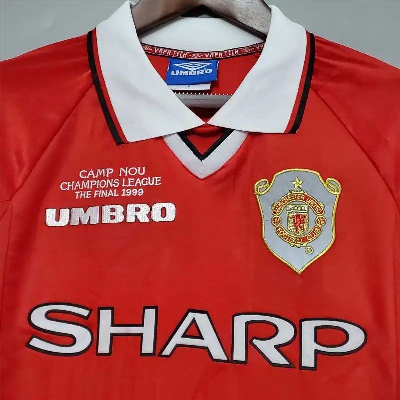 Manchester United Retro Home Long Sleeve Football Jersey Shirt 1999/00 - Ujersey NHL