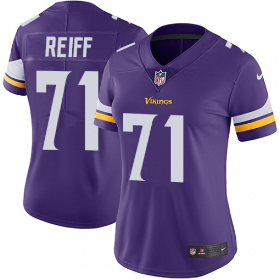 Women's Nike Minnesota Vikings #71 Riley Reiff Purple Team Color Vapor Untouchable Limited Player NFL Jersey - Ujersey