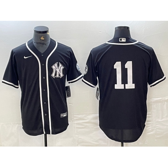 Men's New York Yankees #11 Anthony Volpe No Name Black White Cool Base Stitched Jersey - Ujersey