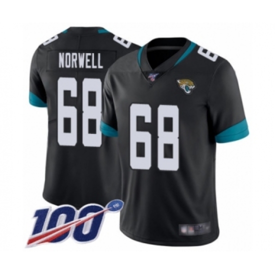 Men's Jacksonville Jaguars #68 Andrew Norwell Black Team Color Vapor Untouchable Limited Player 100th Season Football Jersey - Ujersey