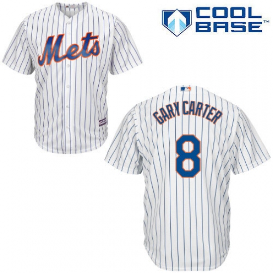 Men's Majestic New York Mets #8 Gary Carter Replica White Home Cool Base MLB Jersey - Ujersey