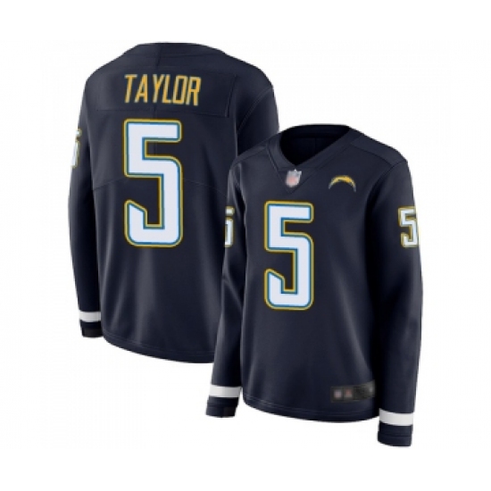 Women's Los Angeles Chargers #5 Tyrod Taylor Limited Navy Blue Therma Long Sleeve Football Jersey - Ujersey