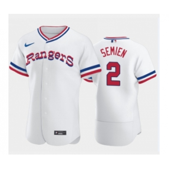 Men's Texas Rangers #2 Marcus Semien White Throwback Stitched Flex Base Nike Jersey - Ujersey