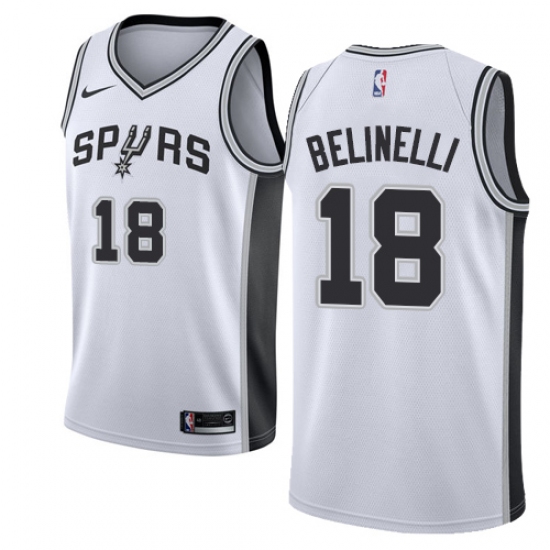 Men's Nike San Antonio Spurs #18 Marco Belinelli Swingman White NBA Jersey - Association Edition - Ujersey