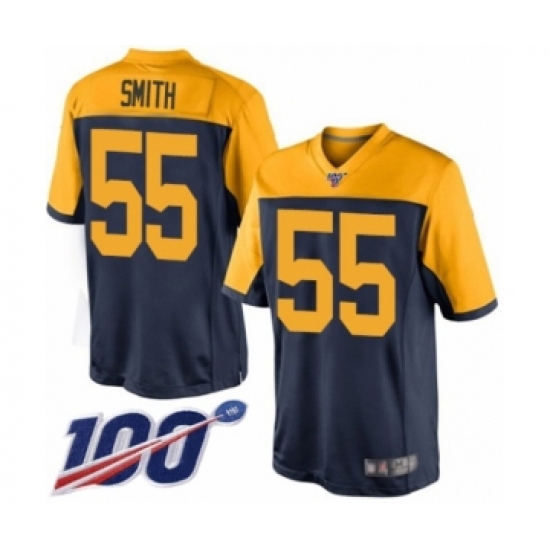 Men's Green Bay Packers #55 Za'Darius Smith Limited Navy Blue Alternate 100th Season Football Jersey - Ujersey