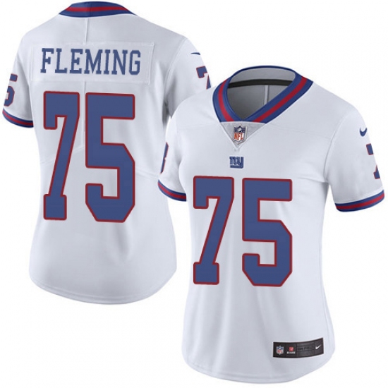 Women's New York Giants #75 Cameron Fleming White Stitched Limited Rush Jersey - Ujersey