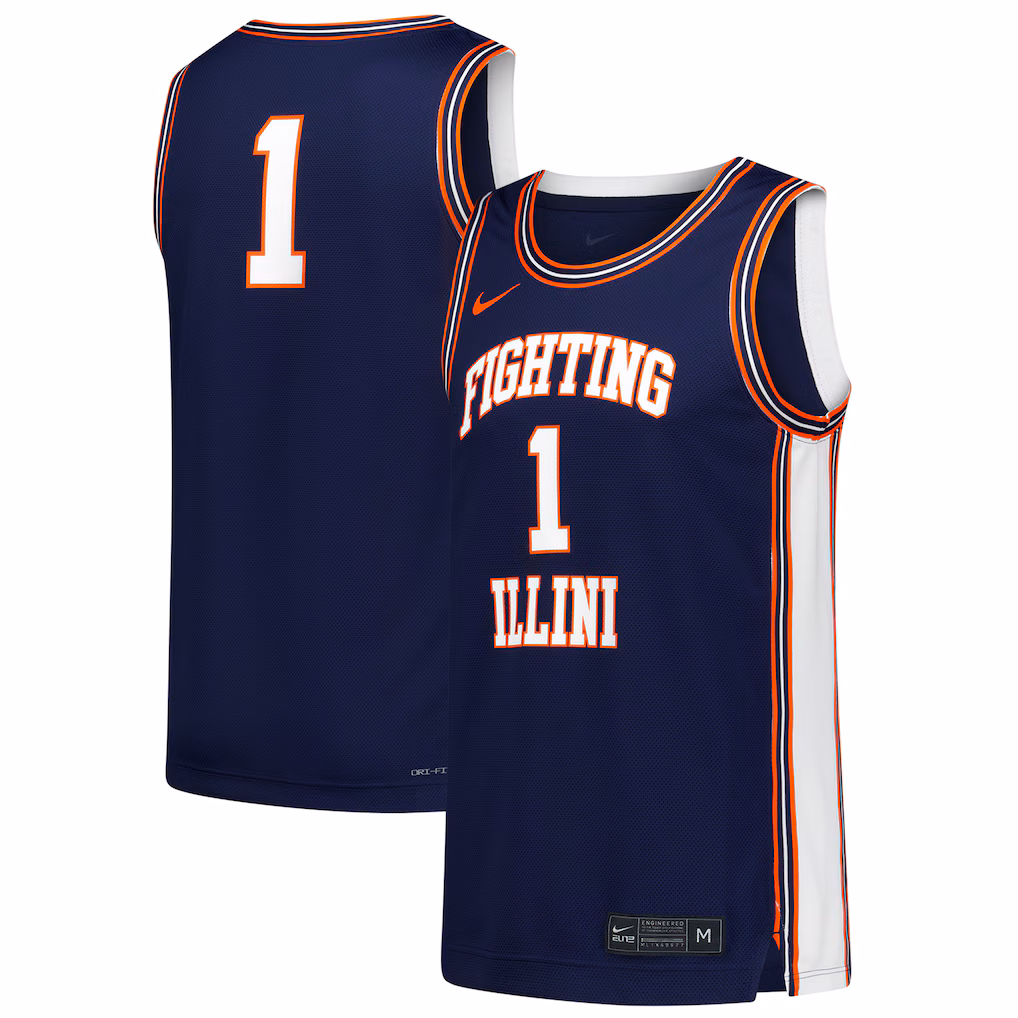 Men's Nike #1 Navy Illinois Fighting Illini Replica Basketball Jersey