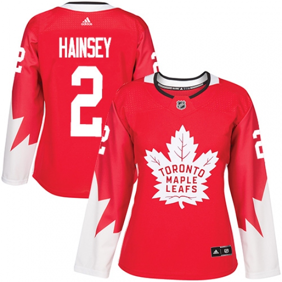 Women's Adidas Toronto Maple Leafs #2 Ron Hainsey Authentic Red Alternate NHL Jersey - Ujersey