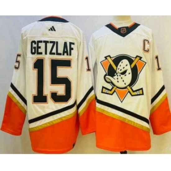Men's Anaheim Ducks #15 Ryan Getzlaf White 2022 Reverse Retro Authentic Jersey - Ujersey