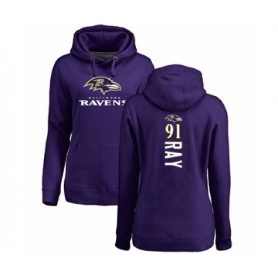 Football Women's Baltimore Ravens #91 Shane Ray Purple Backer Pullover Hoodie - Ujersey