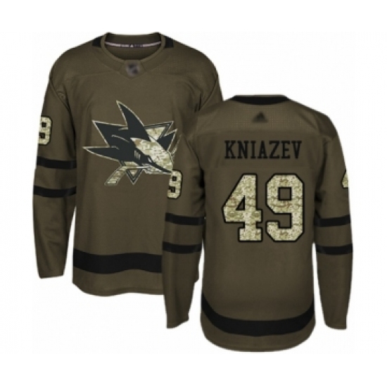Youth San Jose Sharks #49 Artemi Kniazev Authentic Green Salute to Service Hockey Jersey - Ujersey