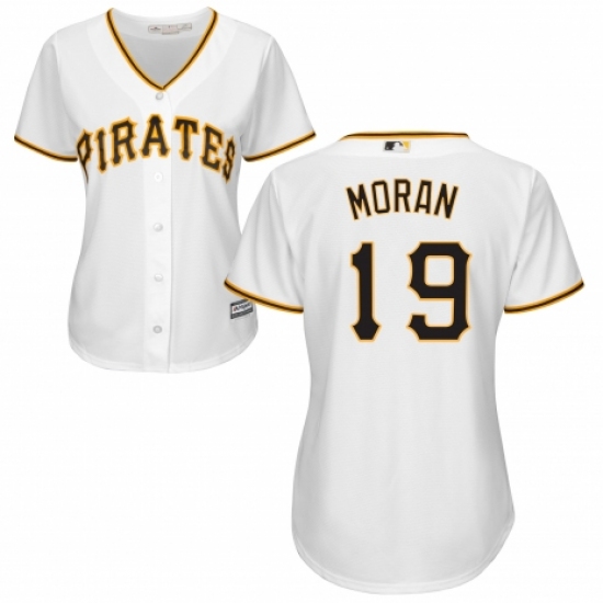 Women's Majestic Pittsburgh Pirates #19 Colin Moran Replica White Home Cool Base MLB Jersey - Ujersey